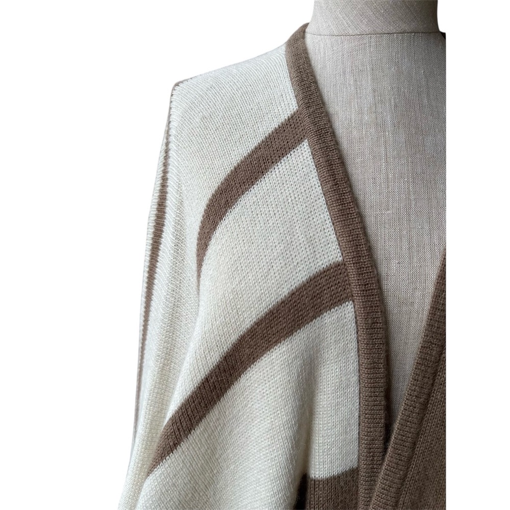 Brochu Walker City Alpaca Wool Brown Cream Striped Sweater Poncho One Size - Picture 5 of 8